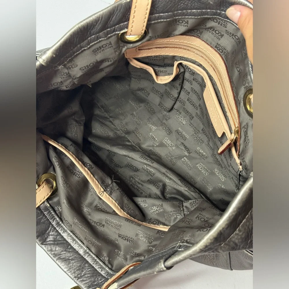 Michael Kors Metallic Grey Gold Hardware Tote Bag
